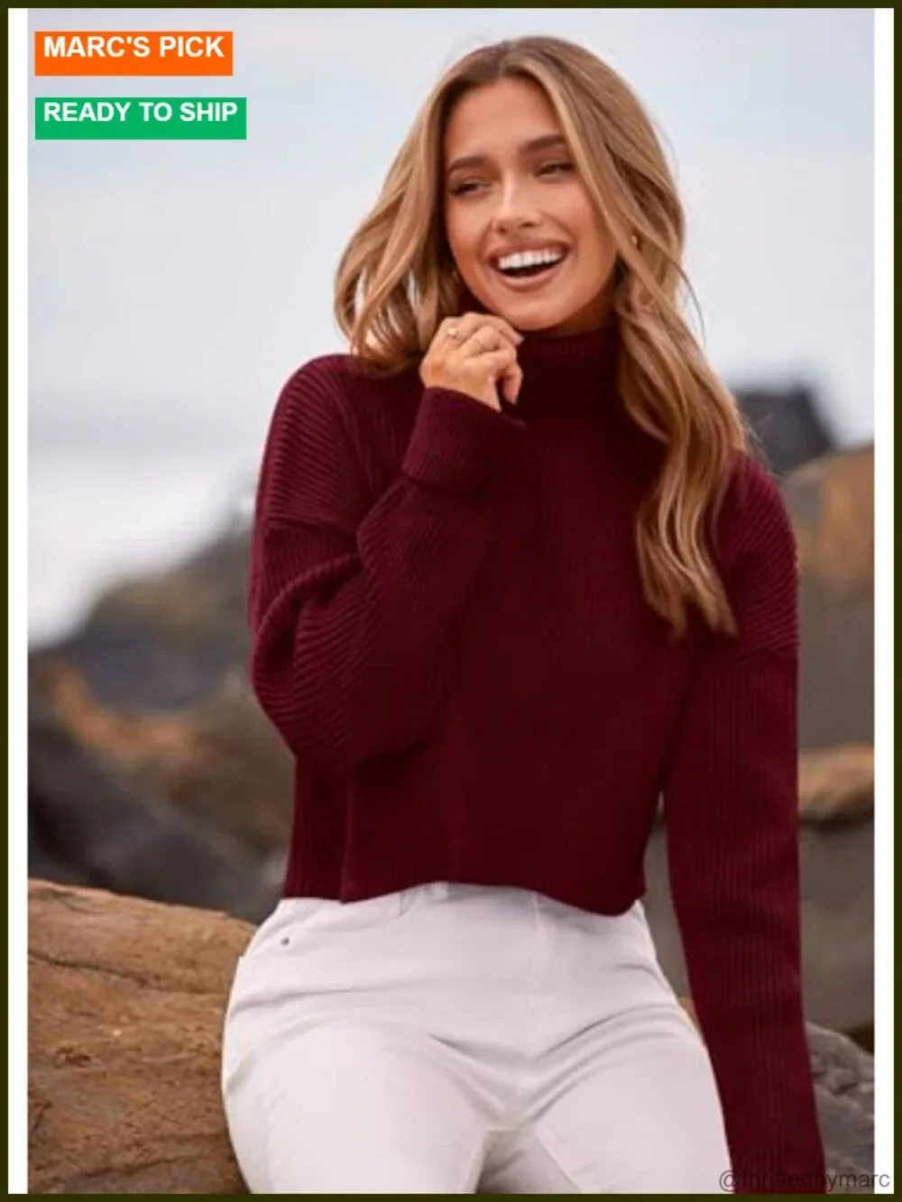 Turtleneck Cropped Sweater Soft Knit Long Sleeve Pullover